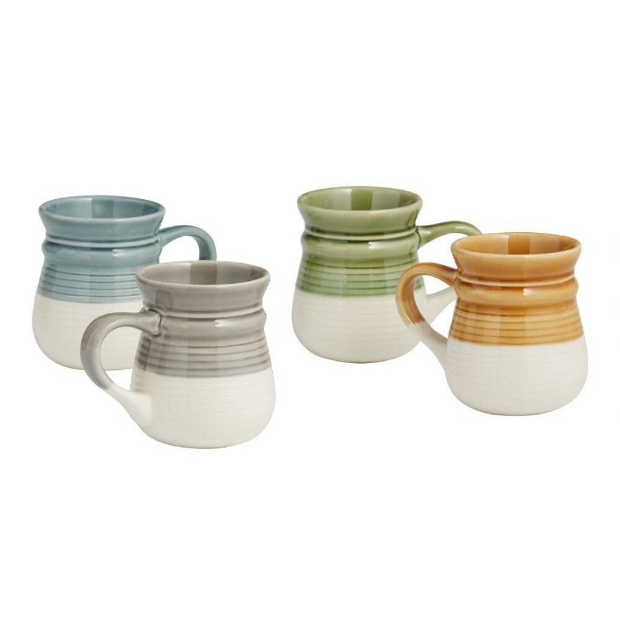 Drinkware * | World Market Two Tone Tankard Ceramic Mug Set Of 4