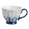 Drinkware * | World Market Blue And Blush Floral Hand Painted Ceramic Mug