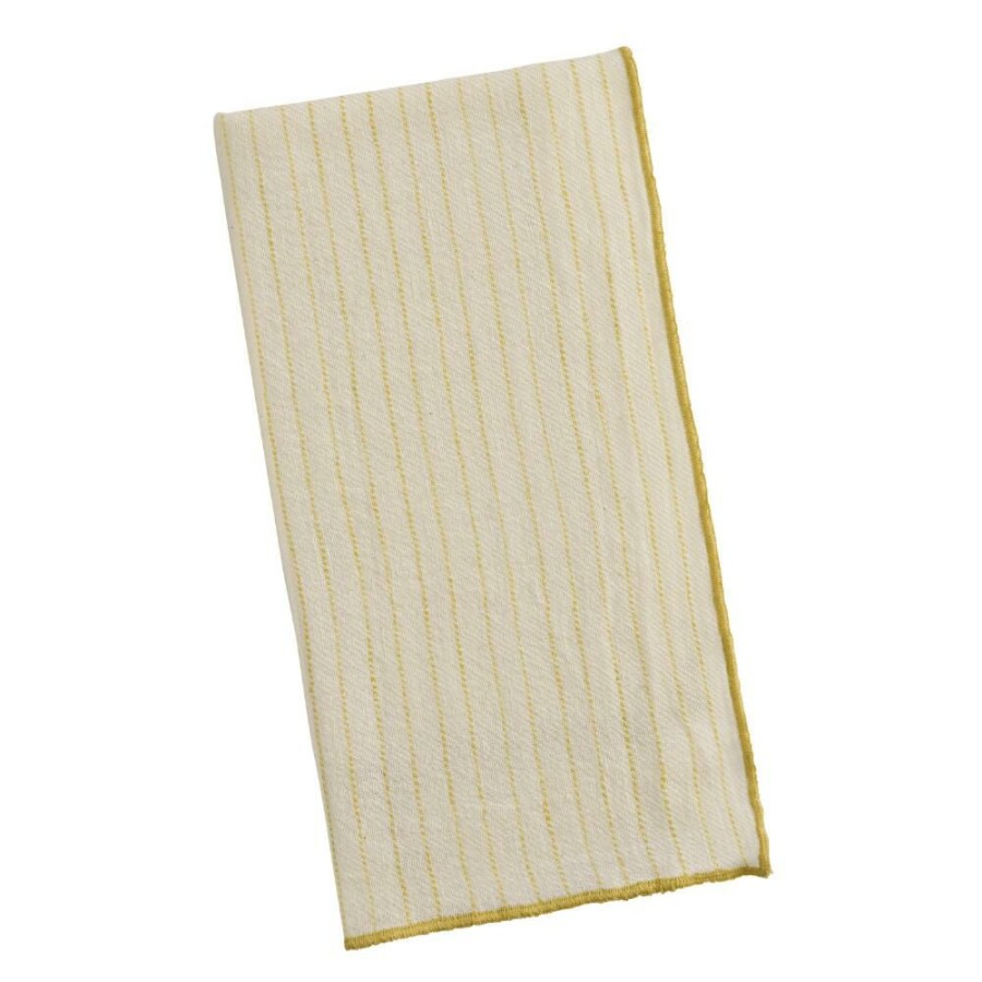 Table Linens * | World Market Yellow Stripe Linen Blend Napkin