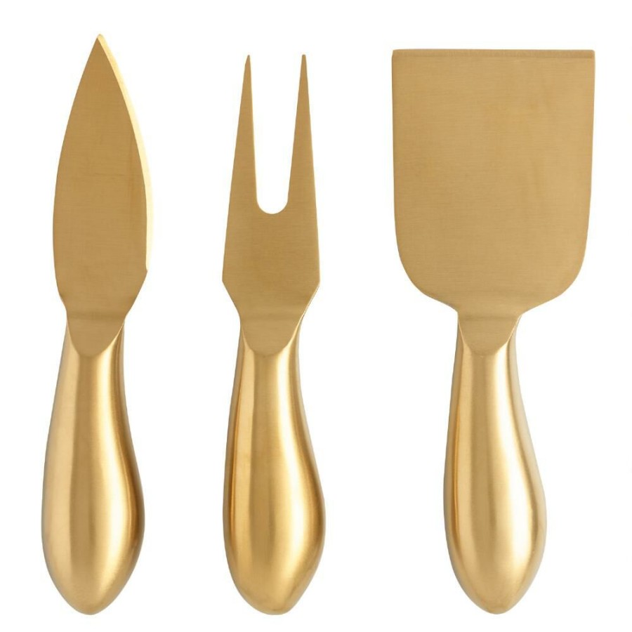 Flatware * | World Market Rumbled Gold Cheese Knives 3 Piece Set