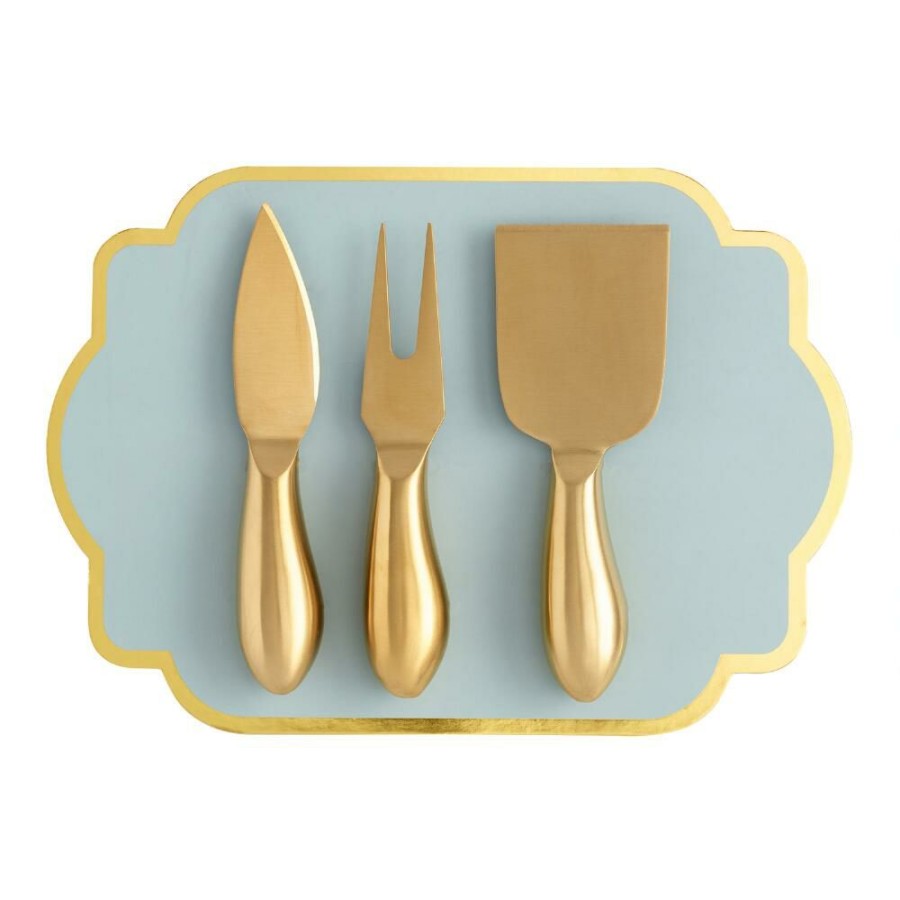 Flatware * | World Market Rumbled Gold Cheese Knives 3 Piece Set