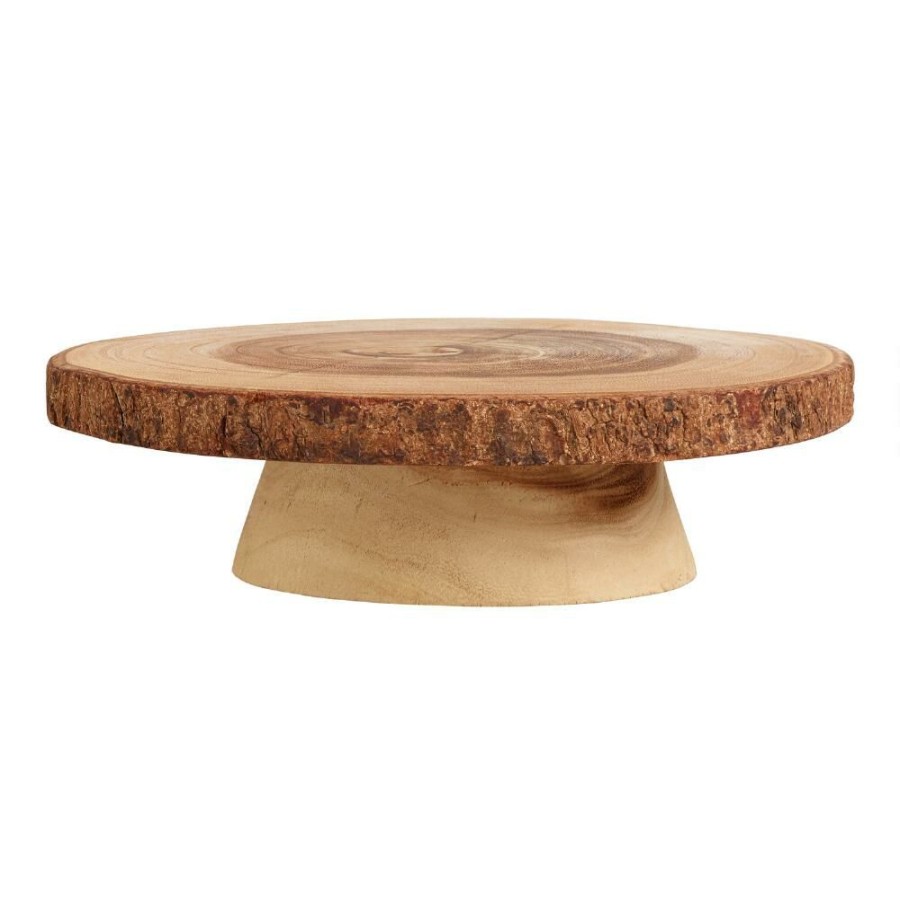 Serveware * | World Market Wood Bark Pedestal Stand