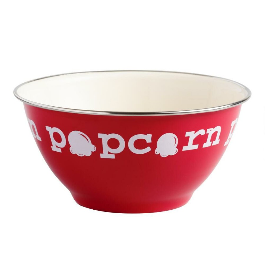 Serveware * | World Market Red Enamel Individual Popcorn Bowls Set Of 4