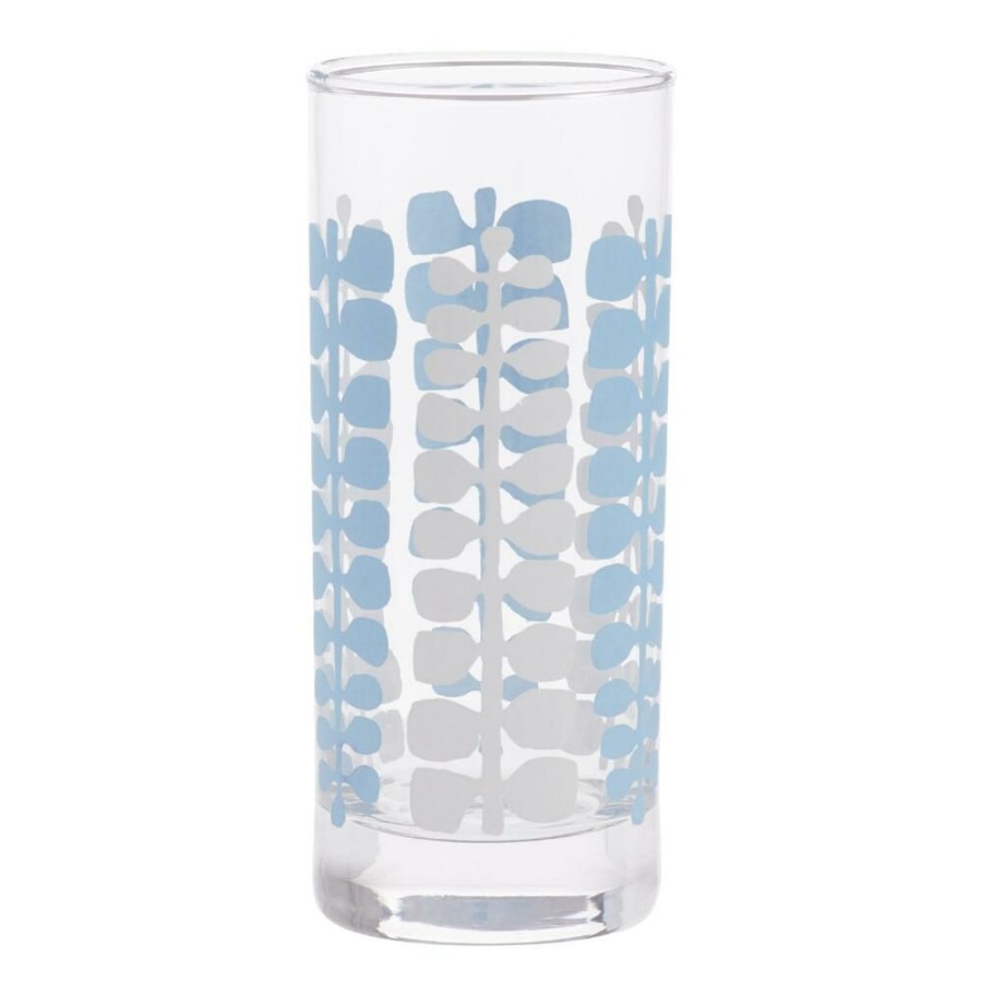 Drinkware * | World Market Jen Hewett Blue Ancient Fern Glass