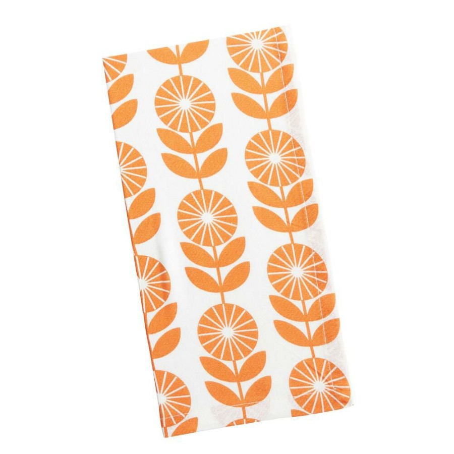 Table Linens * | World Market Ivory And Orange Daisy Napkins Set Of 4