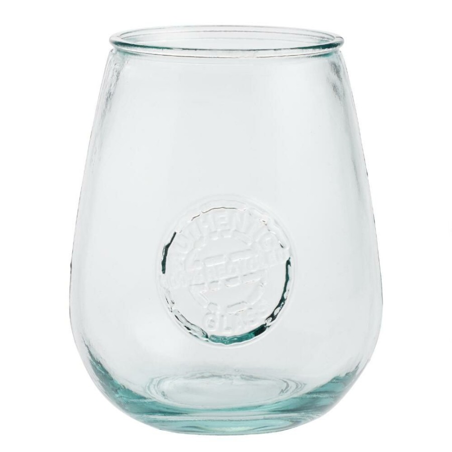 Drinkware * | World Market Spanish Recycled Stamped Stemless Wine Glass