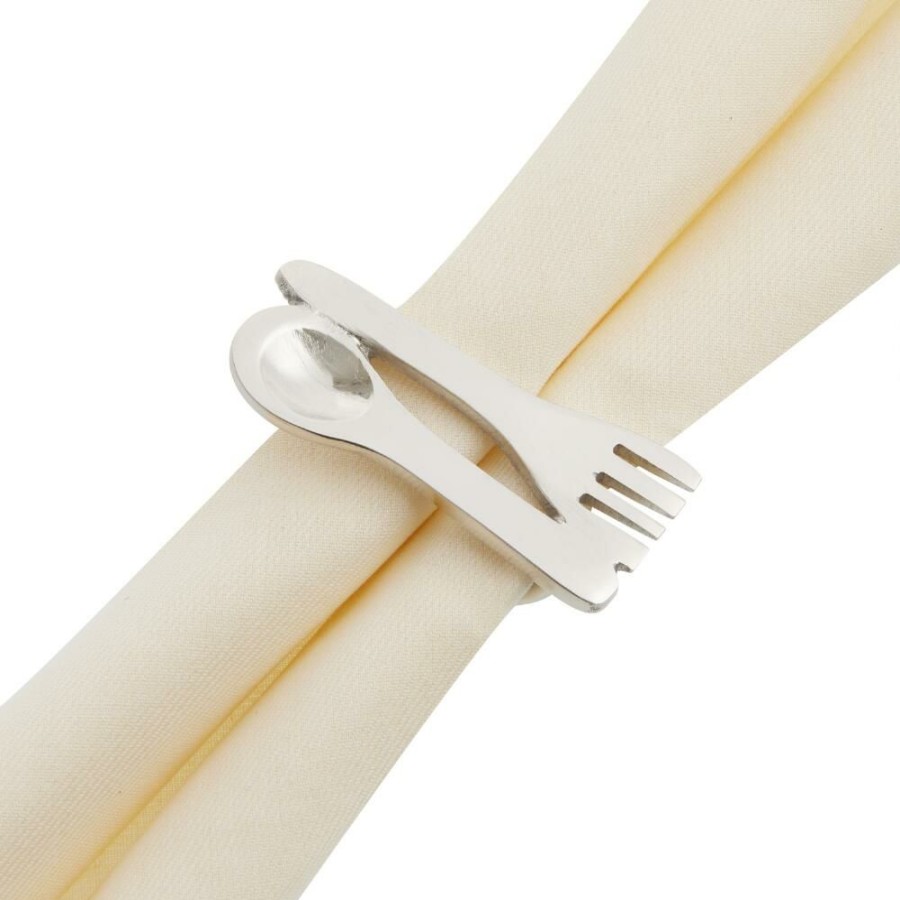 Table Linens * | World Market Metal Spoon And Fork Napkin Ring Set Of 4