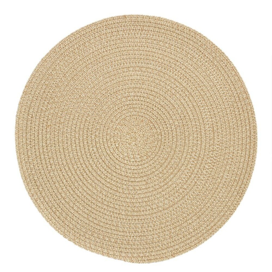 Table Linens * | World Market Round Oatmeal Braided Placemats Set Of 4