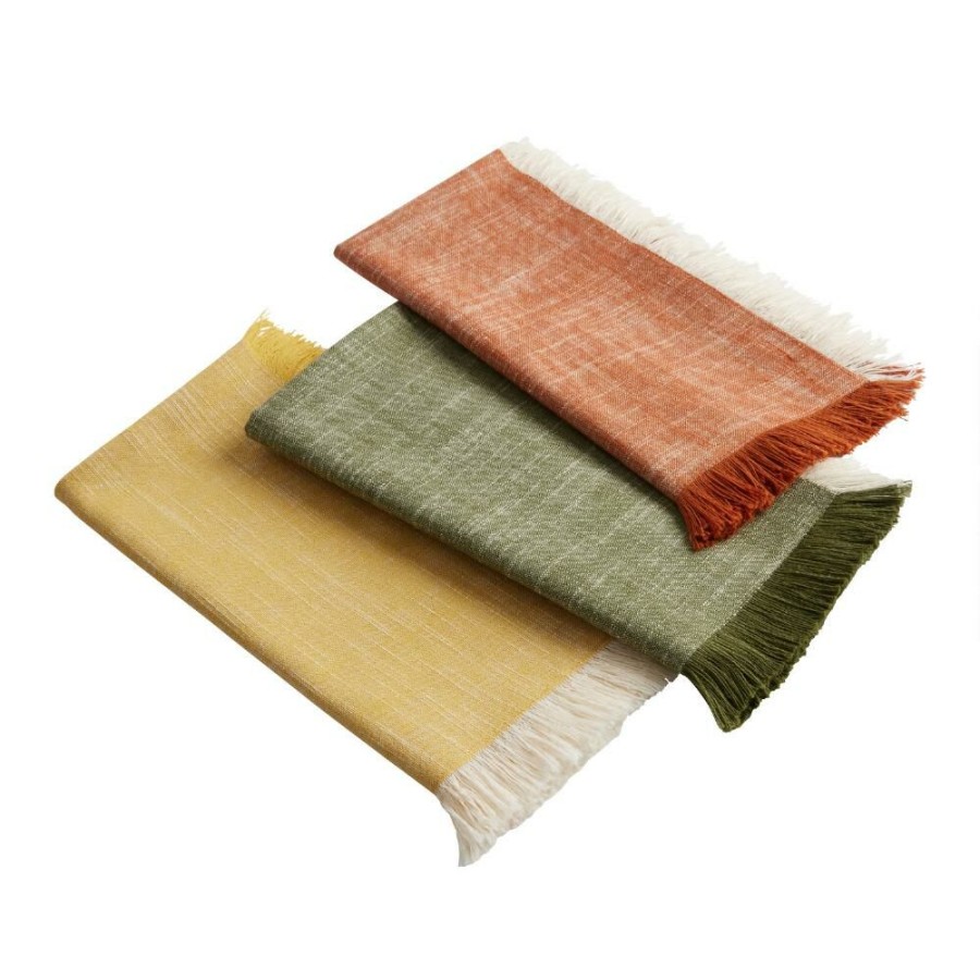 Table Linens * | World Market Woven Cotton Napkin With Fringe Set Of 4