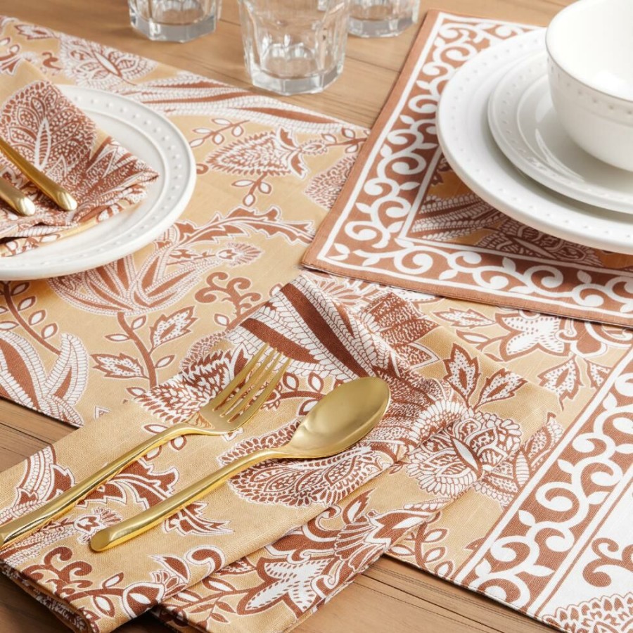 Table Linens * | World Market Red And Tan Paisley Placemat Set Of 4