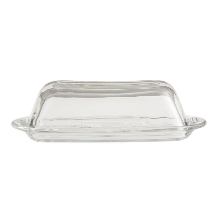 Serveware * | World Market Glass Covered Butter Dish