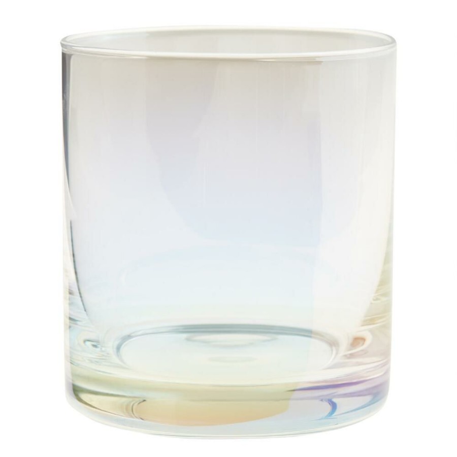 Drinkware * | World Market Iridescent Double Old Fashioned Glass