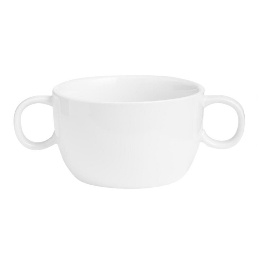 Dinnerware * | World Market Coupe White Porcelain Soup Bowl With Handle Set Of 2