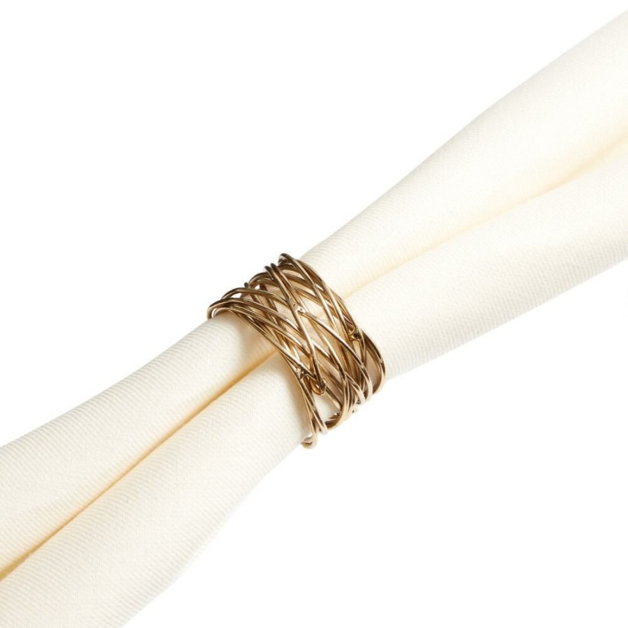 Table Linens * | World Market Gold Wire Nest Napkin Rings Set Of 4