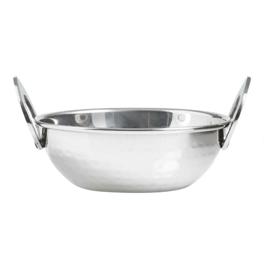 Serveware * | World Market Small Hammered Stainless Steel Karhai Serving Bowl