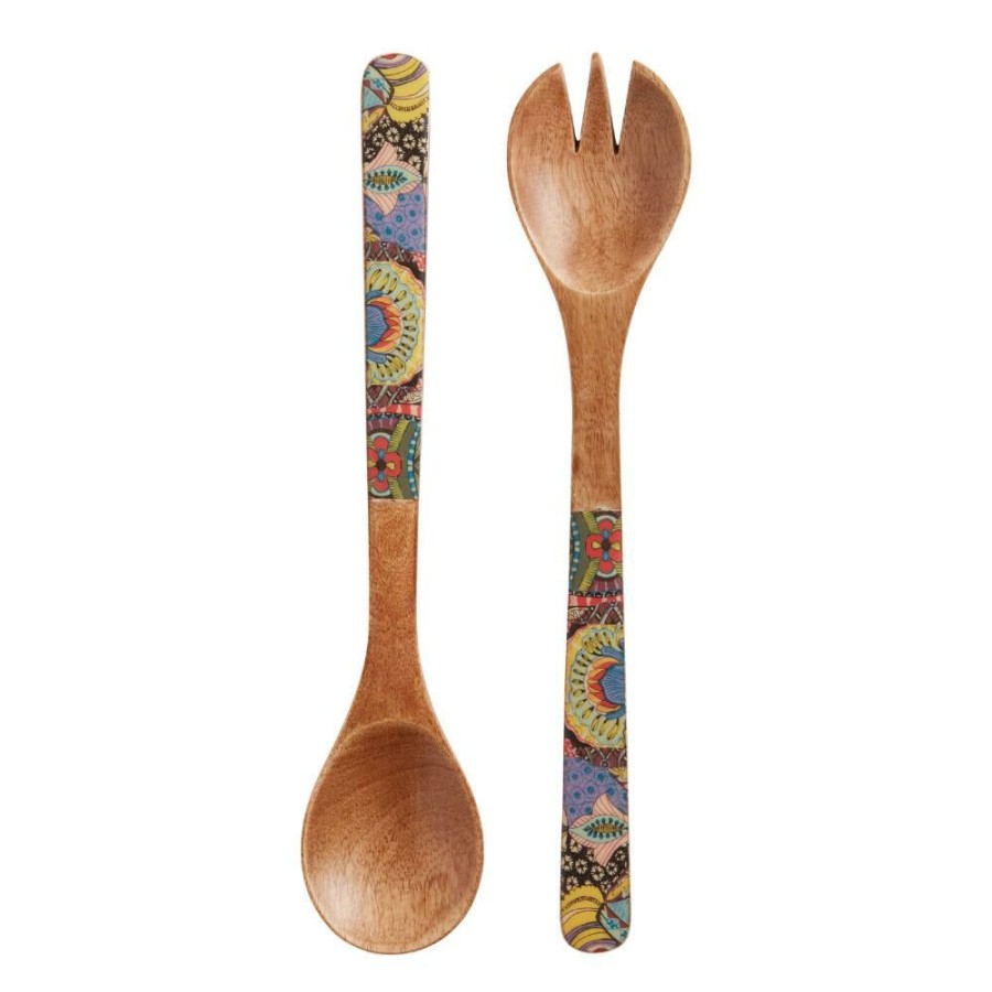 Flatware * | World Market Janice Multicolor Enamel Wood Servers 2 Piece Set