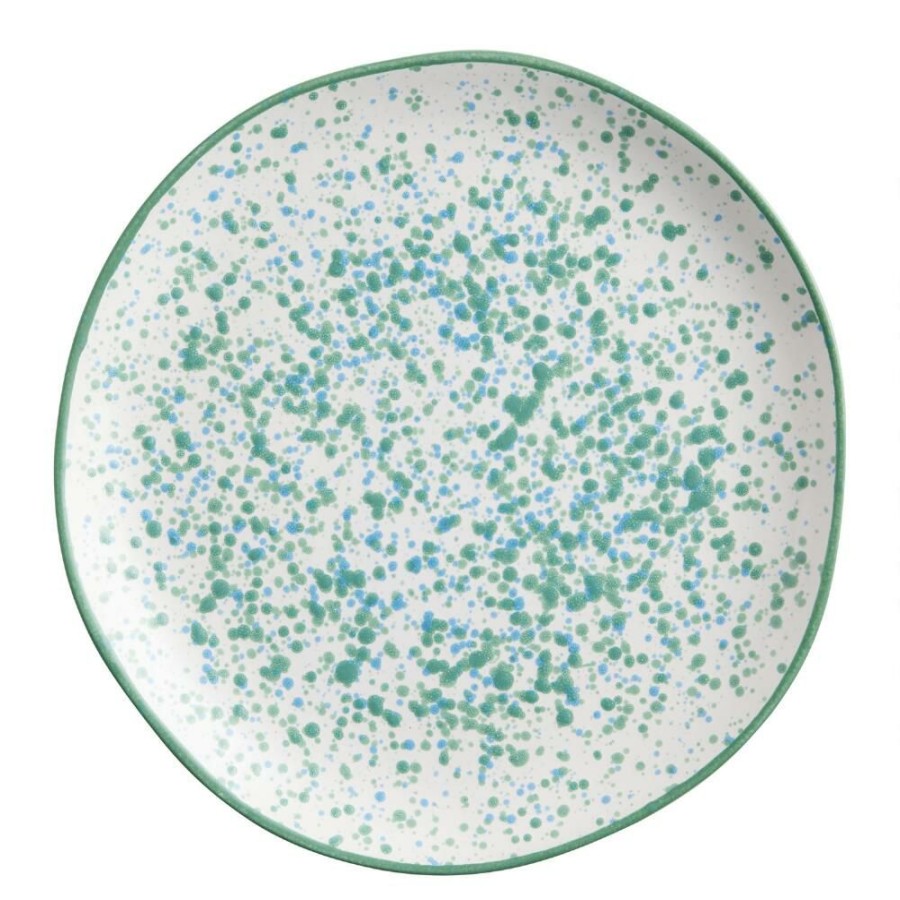 Dinnerware * | World Market Aqua Splatter Hand Painted Salad Plate