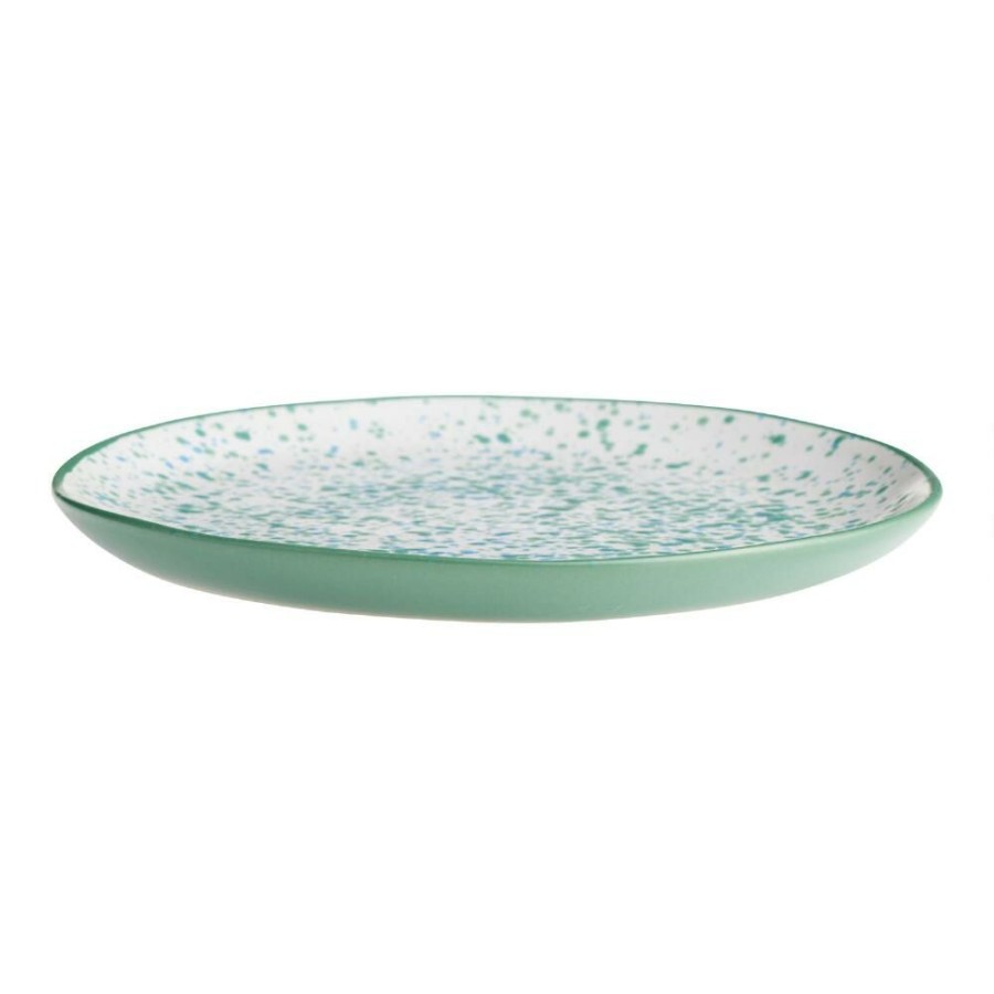 Dinnerware * | World Market Aqua Splatter Hand Painted Salad Plate