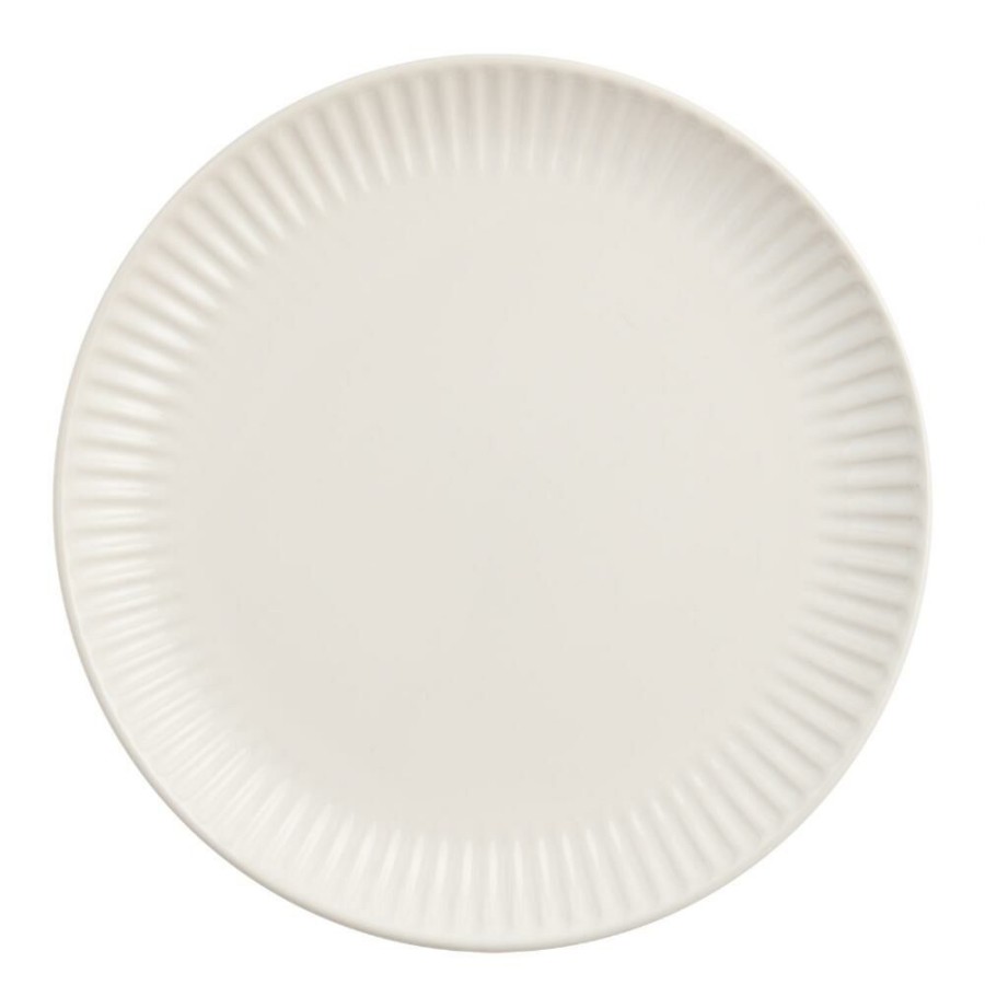 Dinnerware * | World Market White Whittle Ribbed Dinner Plate