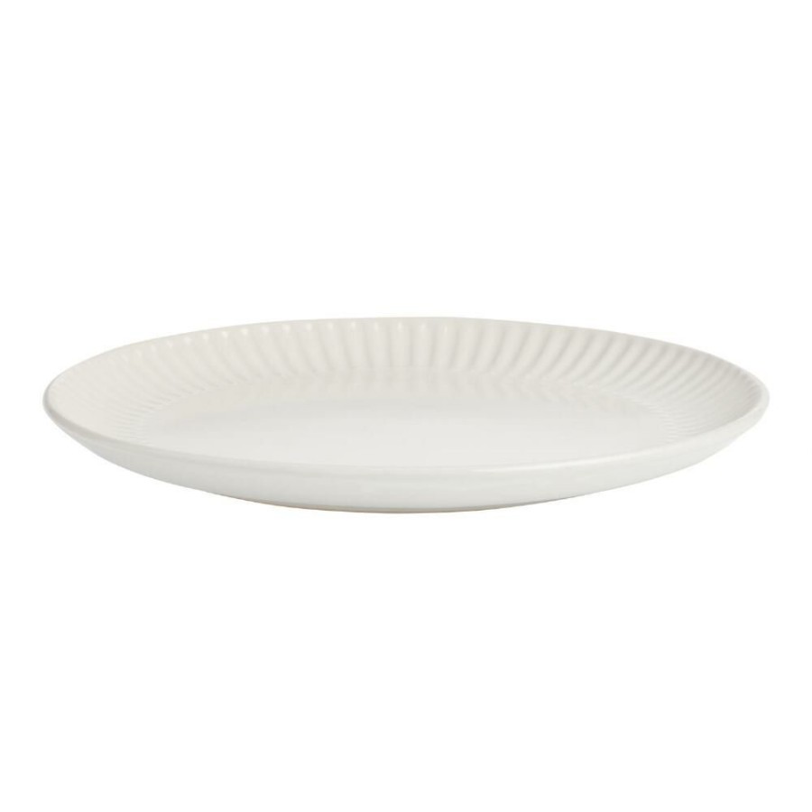 Dinnerware * | World Market White Whittle Ribbed Dinner Plate