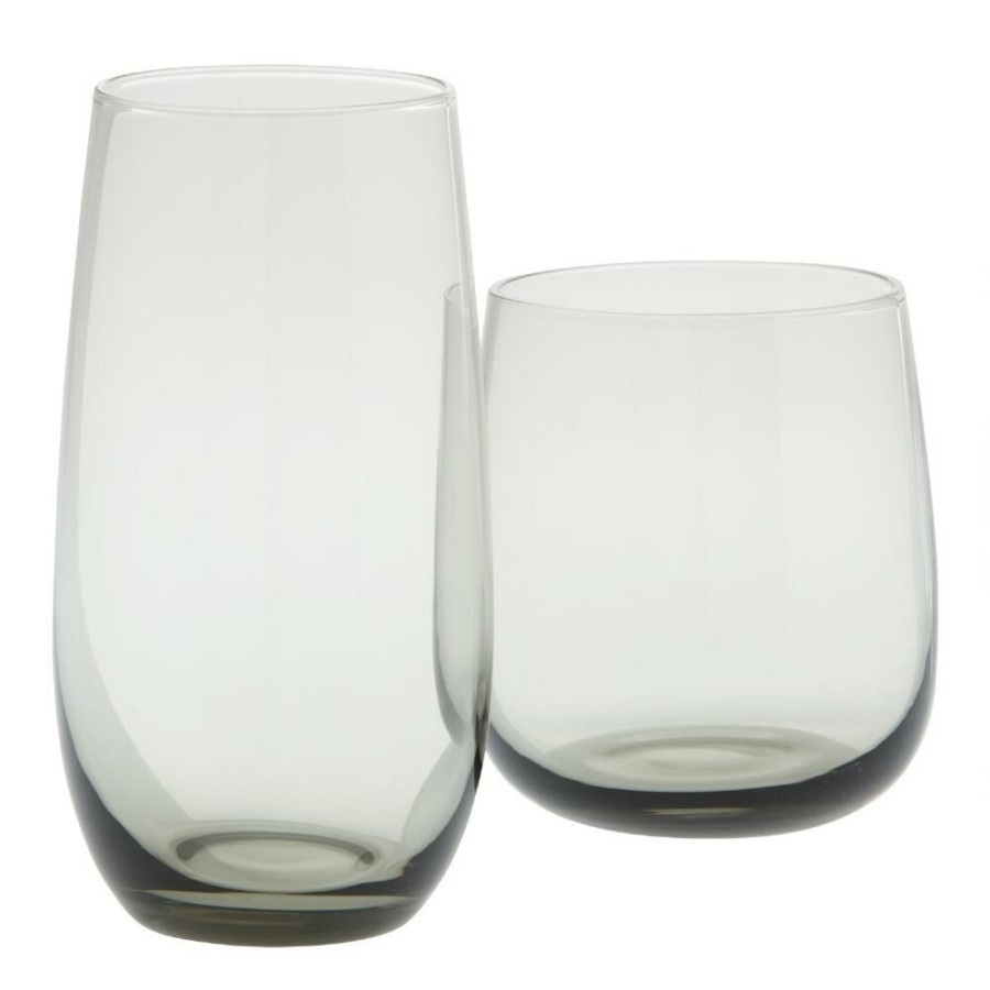 Drinkware * | World Market Wynn Smoke Gray Bar Glass Set Of 2