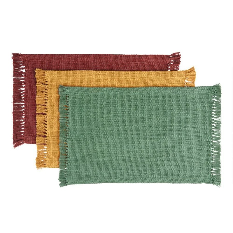 Table Linens * | World Market Woven Cotton Deven Placemat Set Of 4