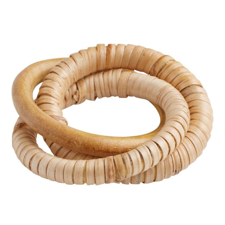 Table Linens * | World Market Wooden 3 Ring Napkin Rings Set Of 2