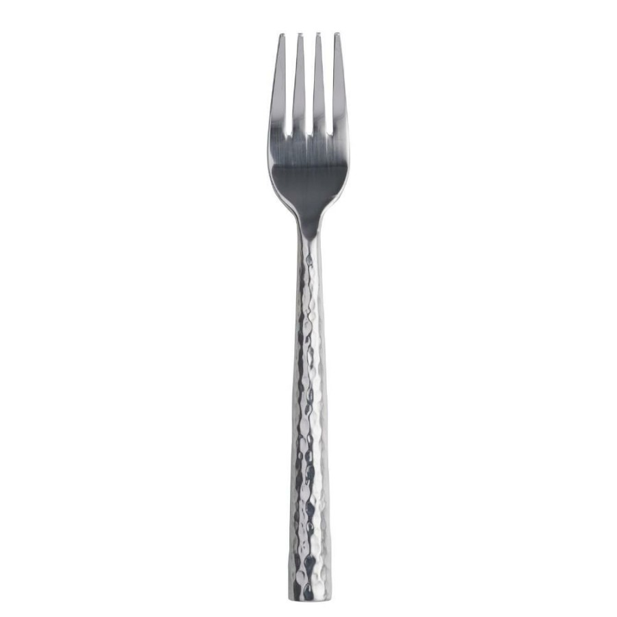 Flatware * | World Market Hammered Stainless Steel Salad Forks Set Of 4