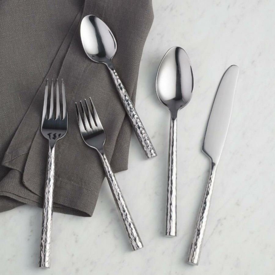 Flatware * | World Market Hammered Stainless Steel Salad Forks Set Of 4