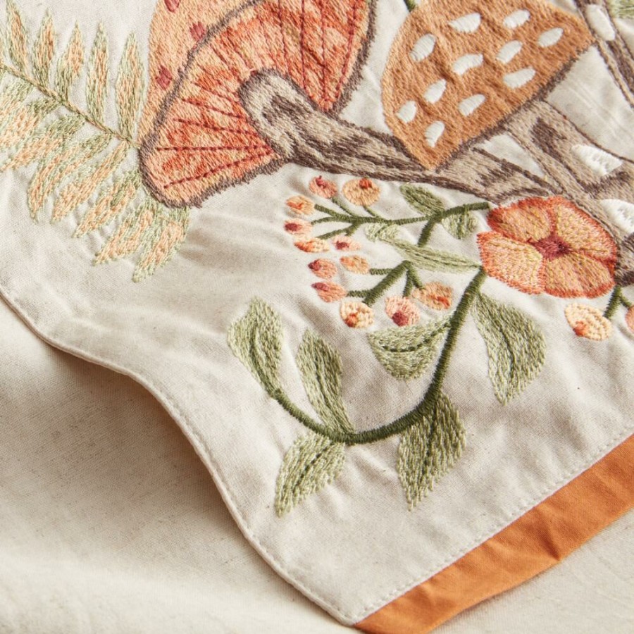 Table Linens * | World Market Embroidered Wildflower And Mushroom Table Runner