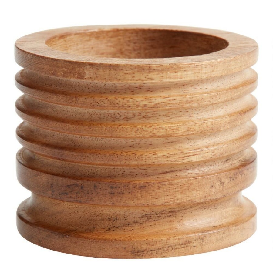 Table Linens * | World Market Turned Wood Napkin Rings Set Of 4