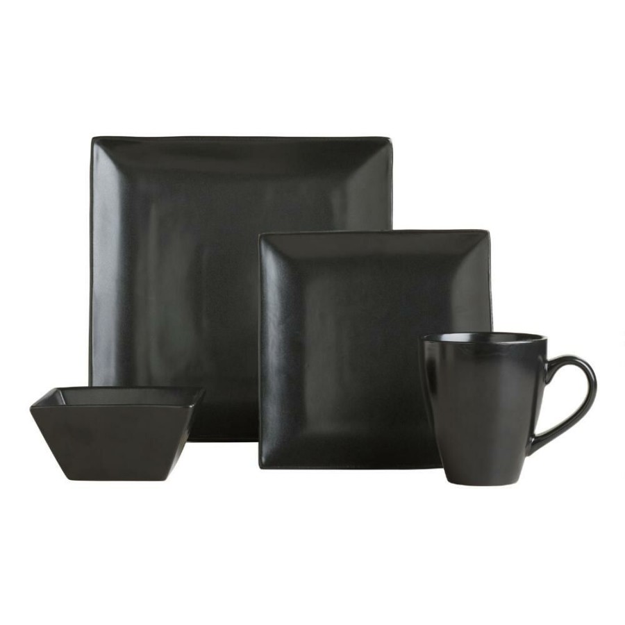 Dinnerware * | World Market Trilogy Black Shallow Bowl Set Of 4