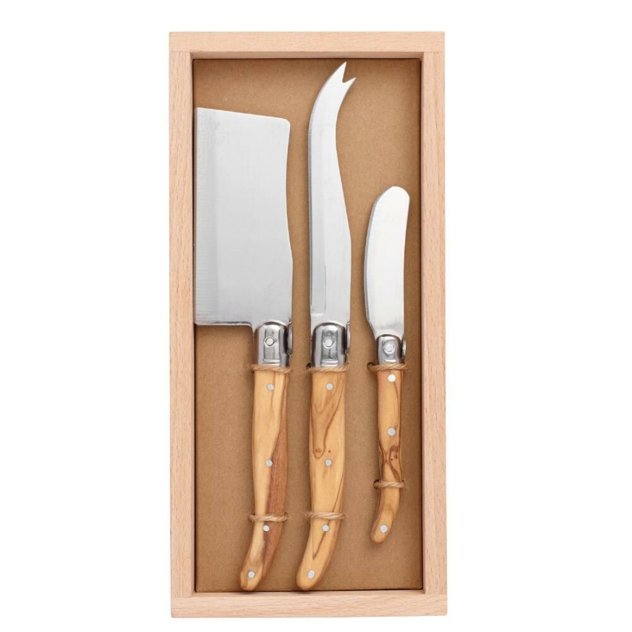 Flatware * | World Market Olive Wood Cheese Knives 3 Piece Set