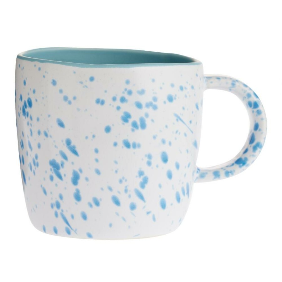 Drinkware * | World Market Aqua Splatter Hand Painted Ceramic Mug