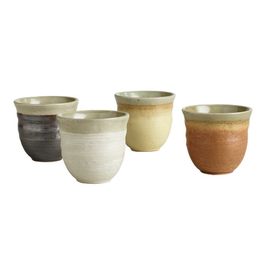 Drinkware * | World Market Fuji Rimmed Ceramic Teacup Set Of 4