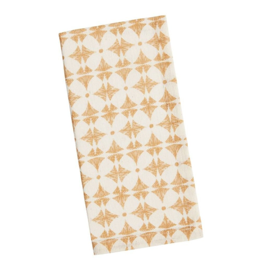 Table Linens * | World Market Ivory Abstract Floral Kinship Napkins Set Of 4 Gold