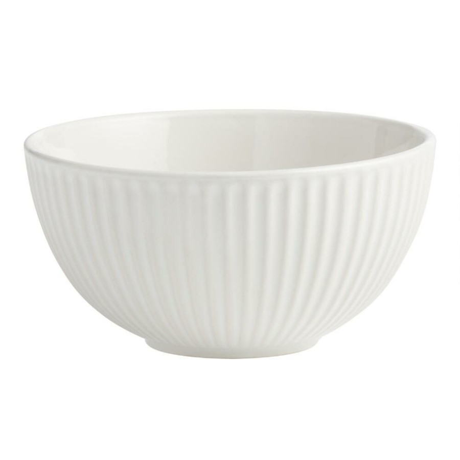 Dinnerware * | World Market White Whittle Ribbed Cereal Bowl