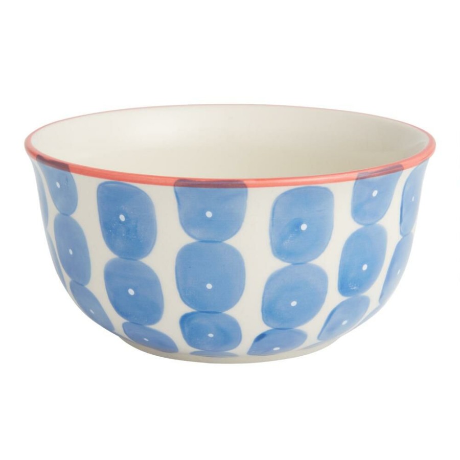 Dinnerware * | World Market Geometric Dot Hand Painted Noodle Bowl