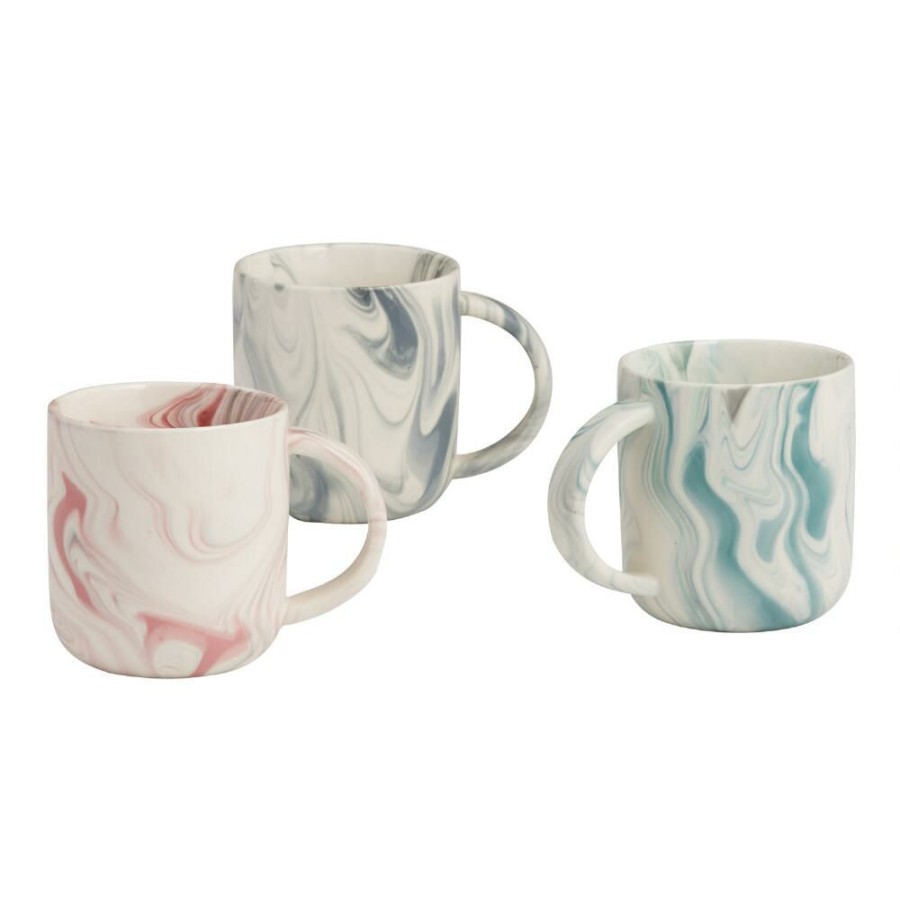 Drinkware * | World Market Marble Ceramic Mug Set Of 3