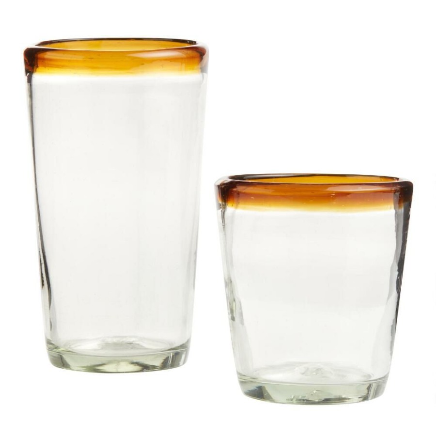 Drinkware * | World Market Carmelo Amber Recycled Bar Glasses Set Of 2