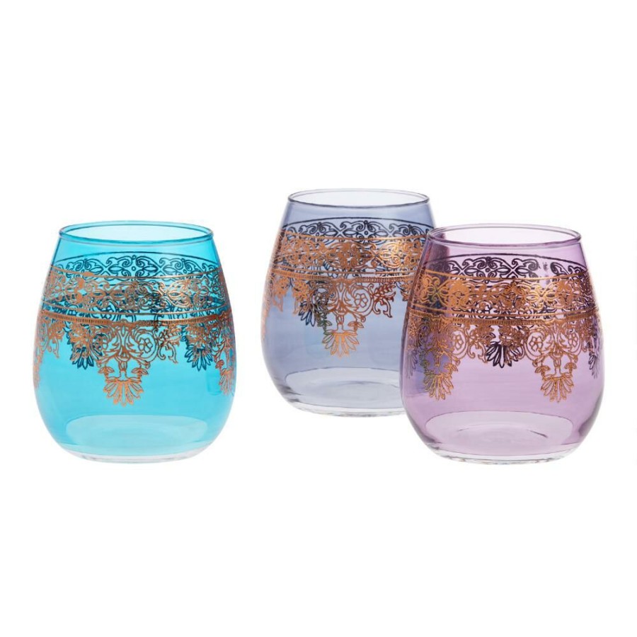 Drinkware * | World Market Moroccan Stemless Wine Glasses Set Of 3