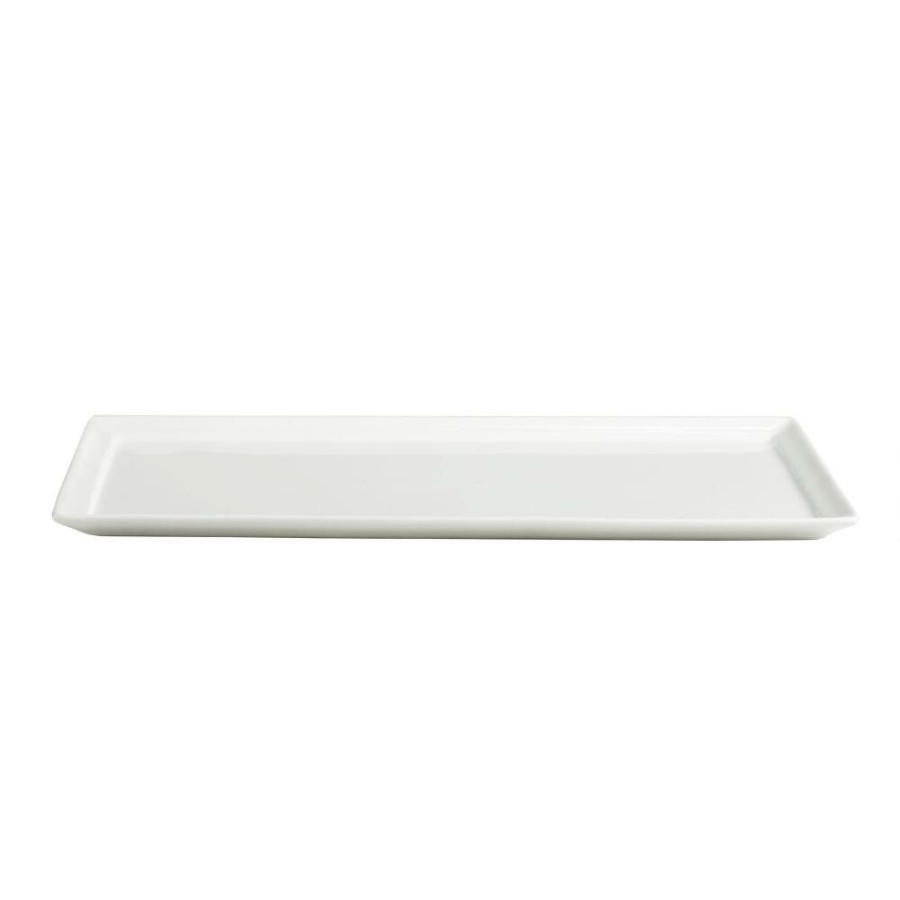 Dinnerware * | World Market Mini Rectangular White Porcelain Tasting Plate Set Of 4