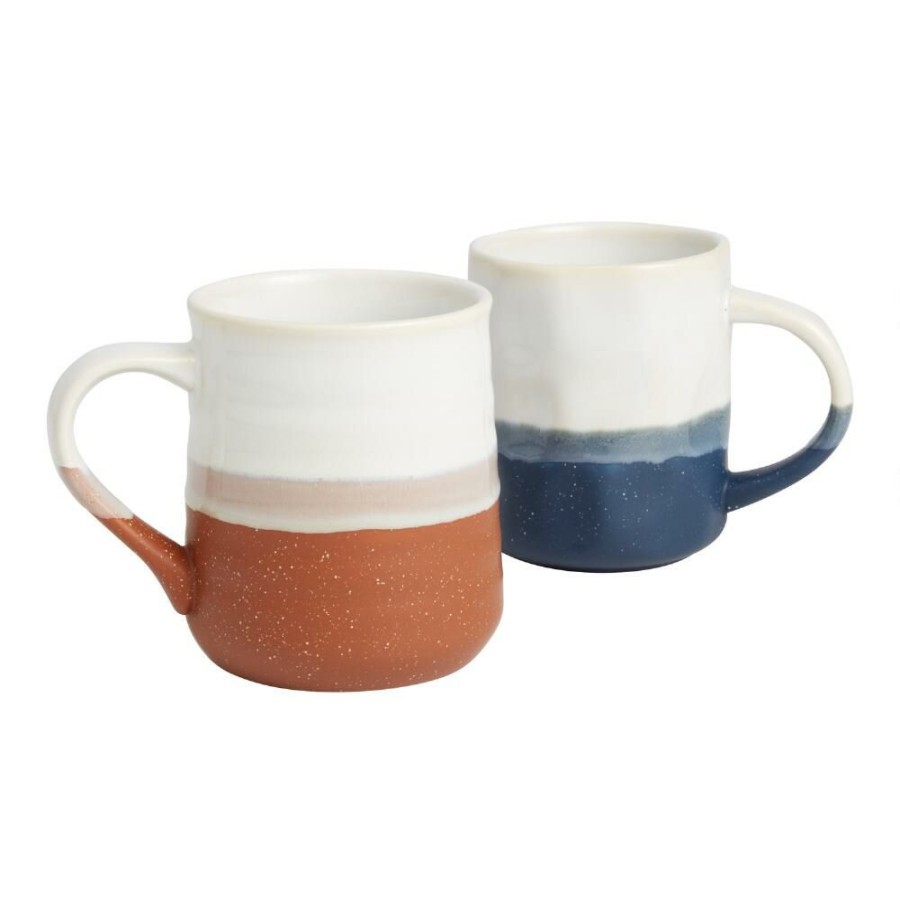 Drinkware * | World Market Cream Ombre Reactive Glaze Organic Ceramic Mug