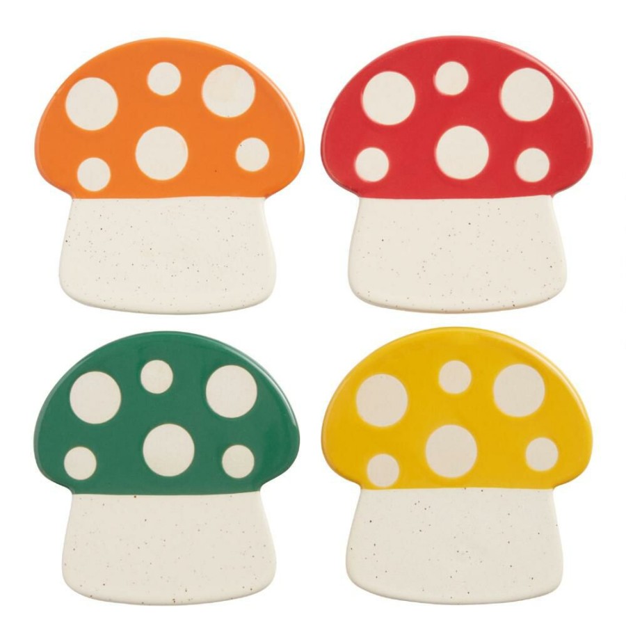 Bar * | World Market Mushroom Stoneware Coasters 4 Pack