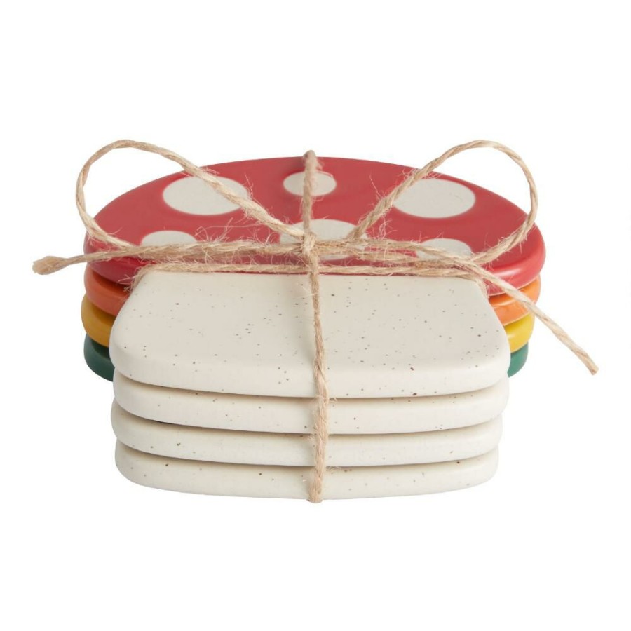 Bar * | World Market Mushroom Stoneware Coasters 4 Pack