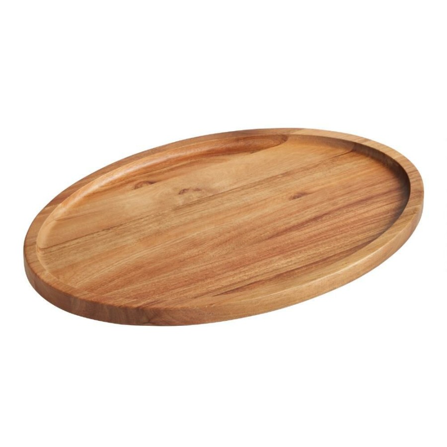 Kitchen Tools & Accessories * | World Market Oval Acacia Wood Trencher Cutting Board