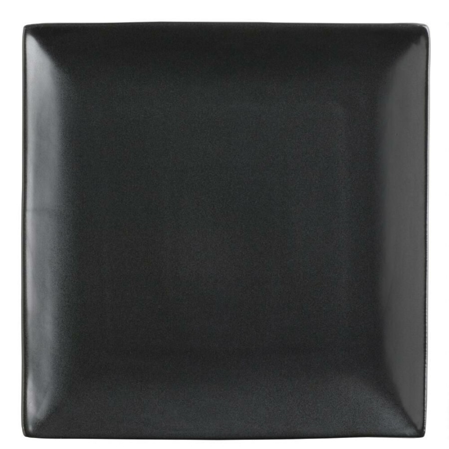 Dinnerware * | World Market Trilogy Square Black Dinner Plate Set Of 4