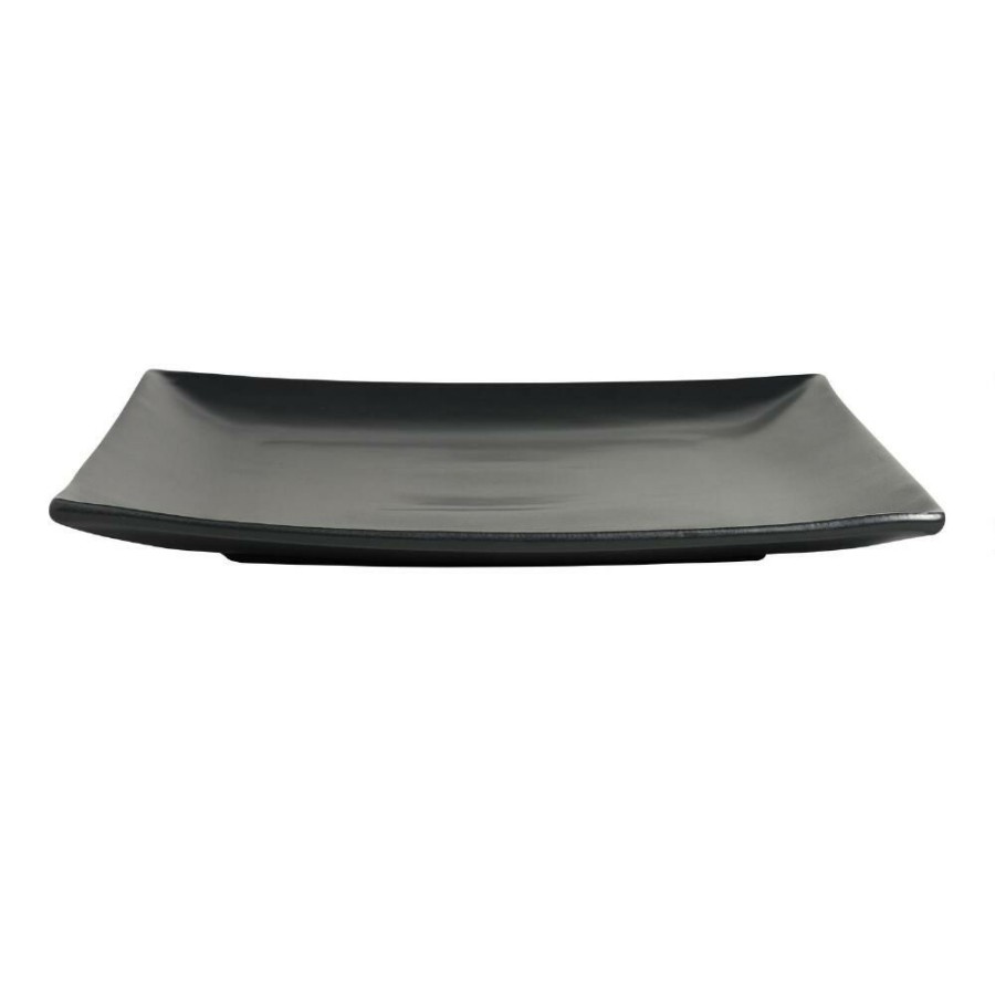 Dinnerware * | World Market Trilogy Square Black Dinner Plate Set Of 4