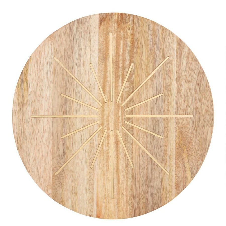 Serveware * | World Market Round Acacia Wood Sunrise Inlay Serving Board