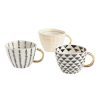 Drinkware * | World Market Black, White And Gold Geo Ceramic Mug Set Of 3